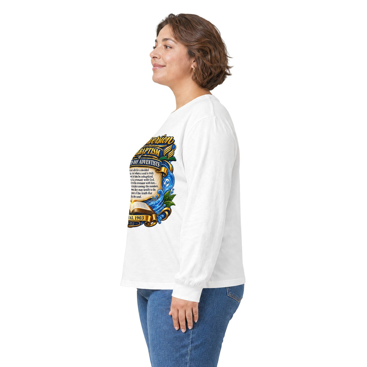 Reconversion Rebaptism Scripture Design Long Sleeve Tee | Christian Faith Shirt