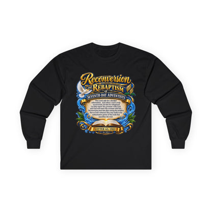 Reconversion Rebaptism Scripture Design Long Sleeve Tee | Christian Faith Shirt