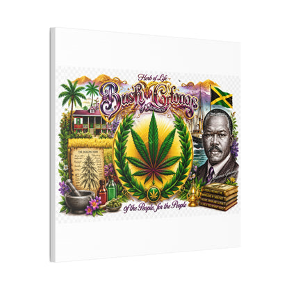 Reggae Herb of Life Canvas Print — Jamaican Rastafarian Cannabis Artwork, 'Bush & Curvns' Decorative Wall Art
