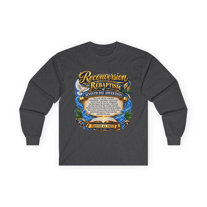 Reconversion Rebaptism Scripture Design Long Sleeve Tee | Christian Faith Shirt