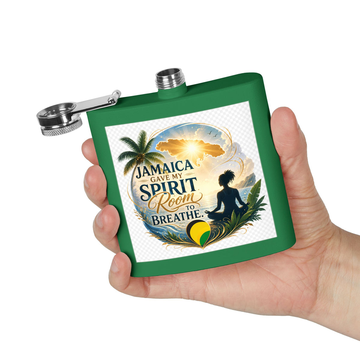 Jamaica Spirit Flask — 6oz Stainless Steel Travel Hip Flask