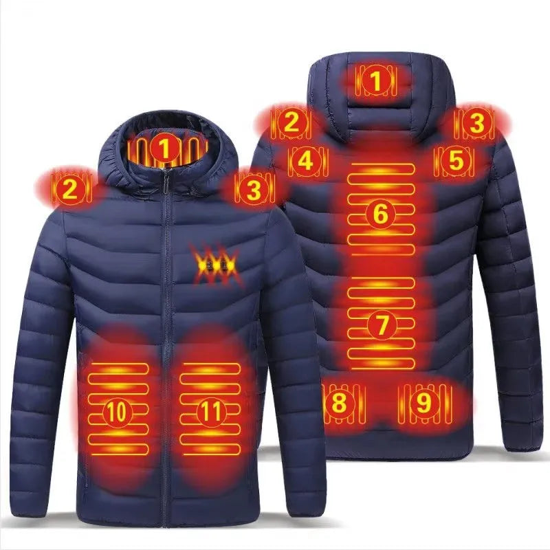 Men Heated down Jacket USB Winter Men'S Parka Outdoor Electric Padded Jacket Warm Sprots Thermal Coat Clothing Heated Jacket