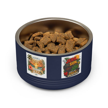 18oz Stainless Pet Bowl — Tropical Jamaica 'Jerk Sun & Joy' Vacation Design