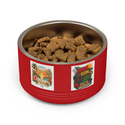 18oz Stainless Pet Bowl — Tropical Jamaica 'Jerk Sun & Joy' Vacation Design