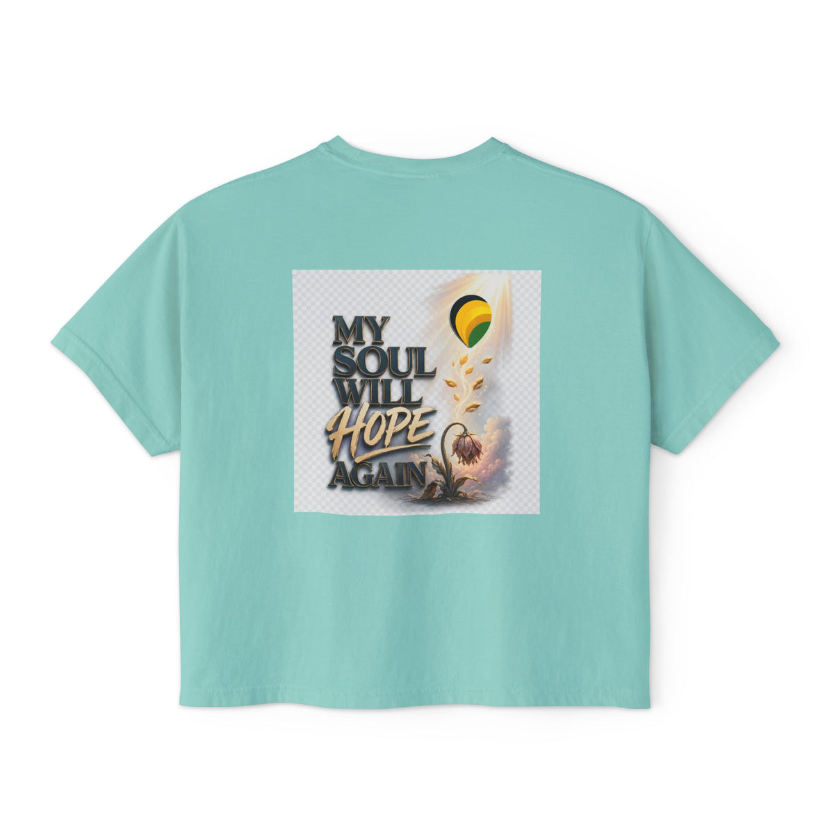 Christian Inspirational Boxy Tee — "Grace Does Not Need Strength" / "My Soul Will Hope Again"