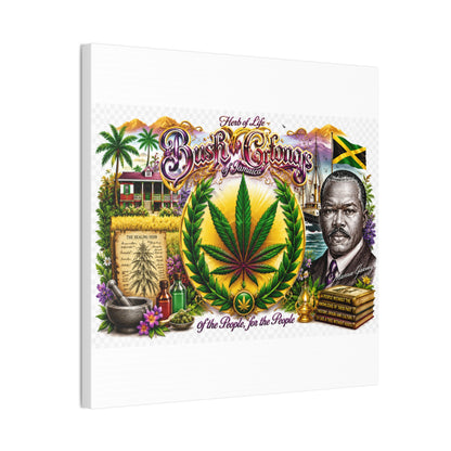 Reggae Herb of Life Canvas Print — Jamaican Rastafarian Cannabis Artwork, 'Bush & Curvns' Decorative Wall Art