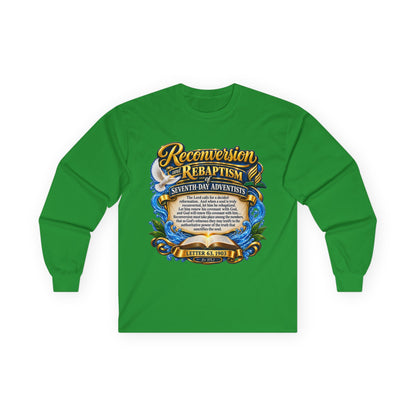 Reconversion Rebaptism Scripture Design Long Sleeve Tee | Christian Faith Shirt