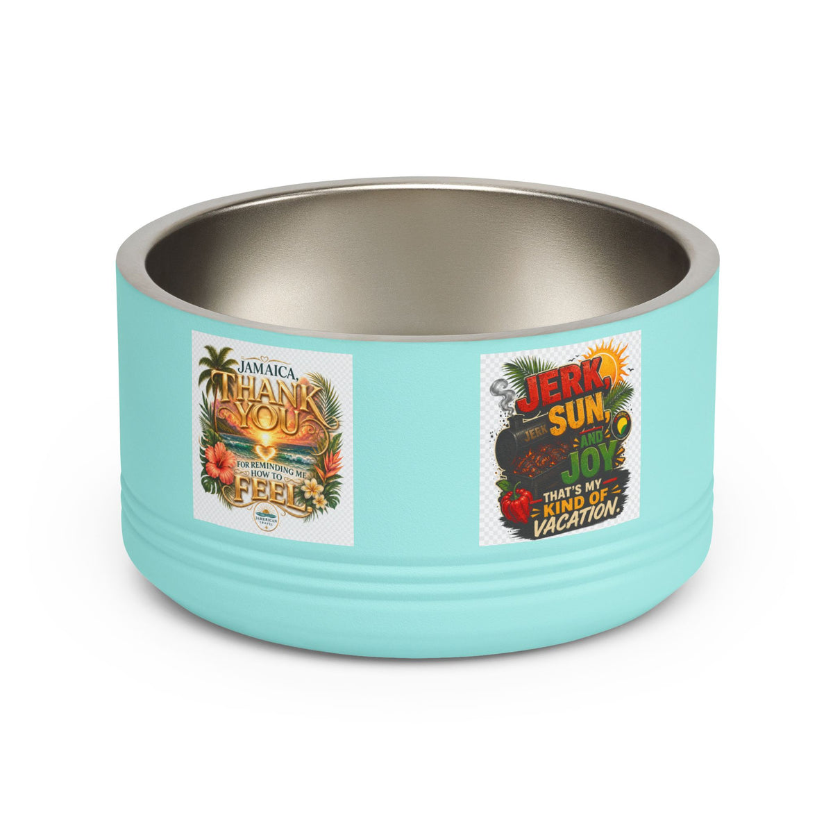 18oz Stainless Pet Bowl — Tropical Jamaica 'Jerk Sun & Joy' Vacation Design