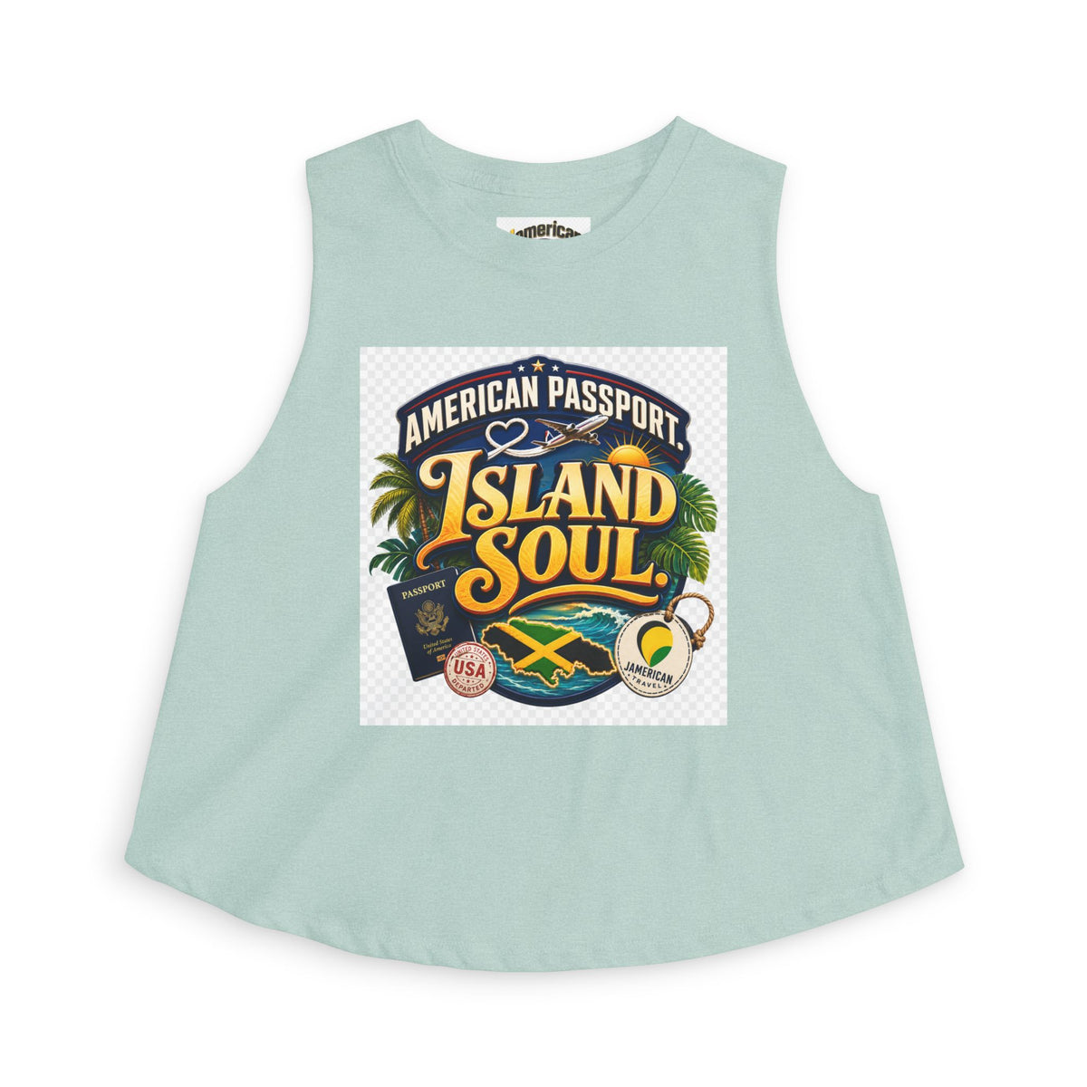 Island Soul Crop Top — American Passport Tropical Travel Graphic