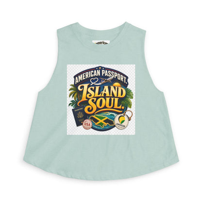 Island Soul Crop Top — American Passport Tropical Travel Graphic