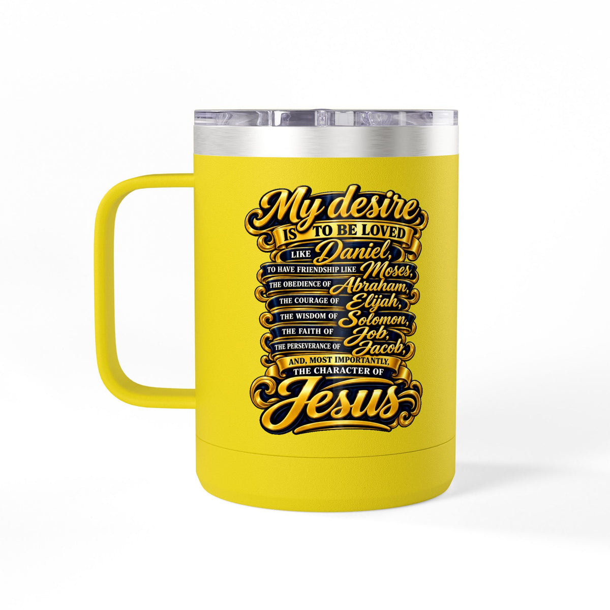 Waiting Is Not Losing mug | Inspirational hourglass design, gold wings, 15oz tumbler