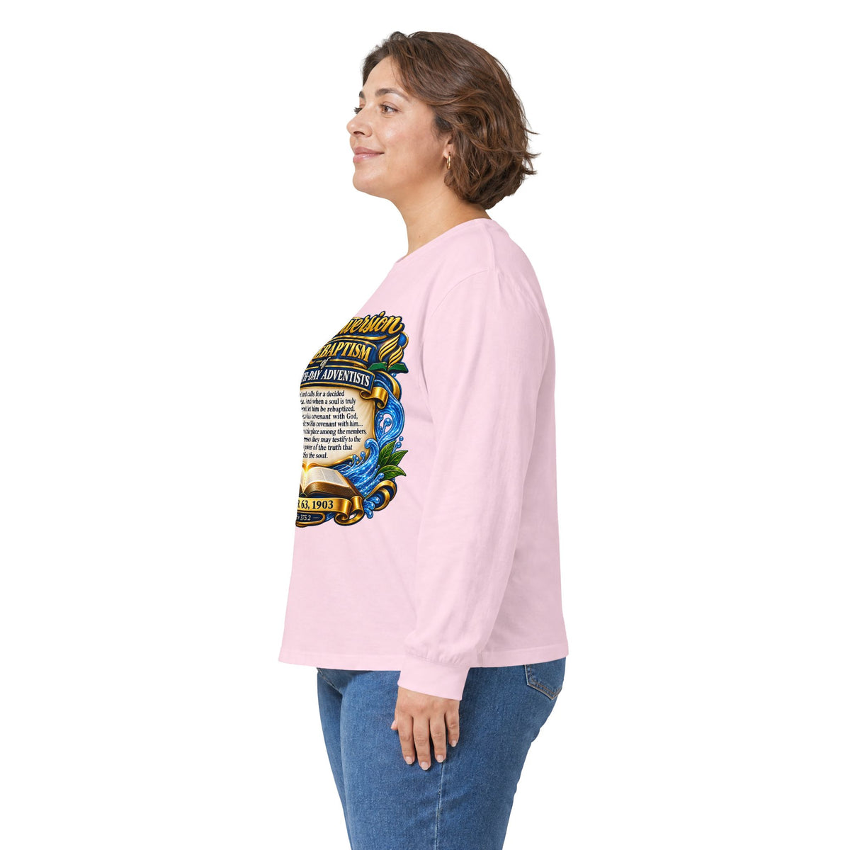 Reconversion Rebaptism Scripture Design Long Sleeve Tee | Christian Faith Shirt