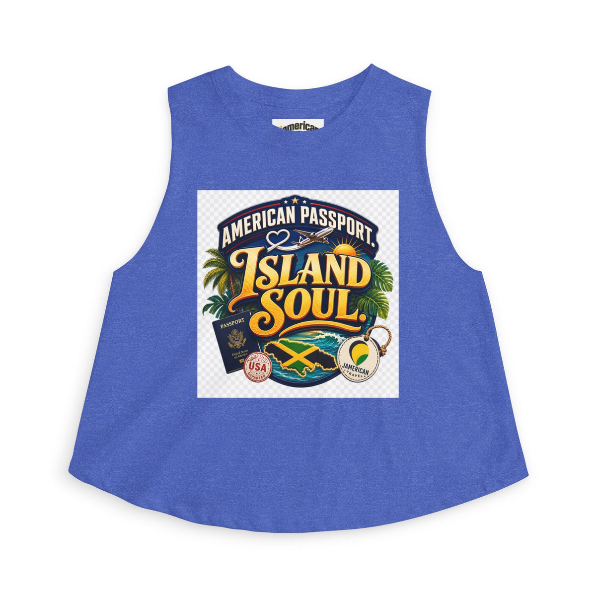 Island Soul Crop Top — American Passport Tropical Travel Graphic