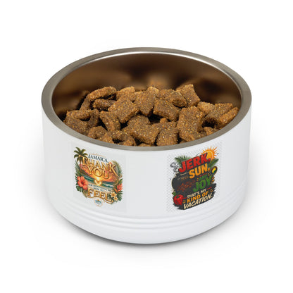 18oz Stainless Pet Bowl — Tropical Jamaica 'Jerk Sun & Joy' Vacation Design