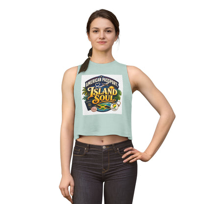 Island Soul Crop Top — American Passport Tropical Travel Graphic