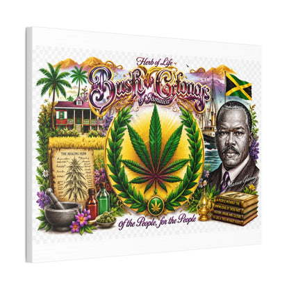 Reggae Herb of Life Canvas Print — Jamaican Rastafarian Cannabis Artwork, 'Bush & Curvns' Decorative Wall Art