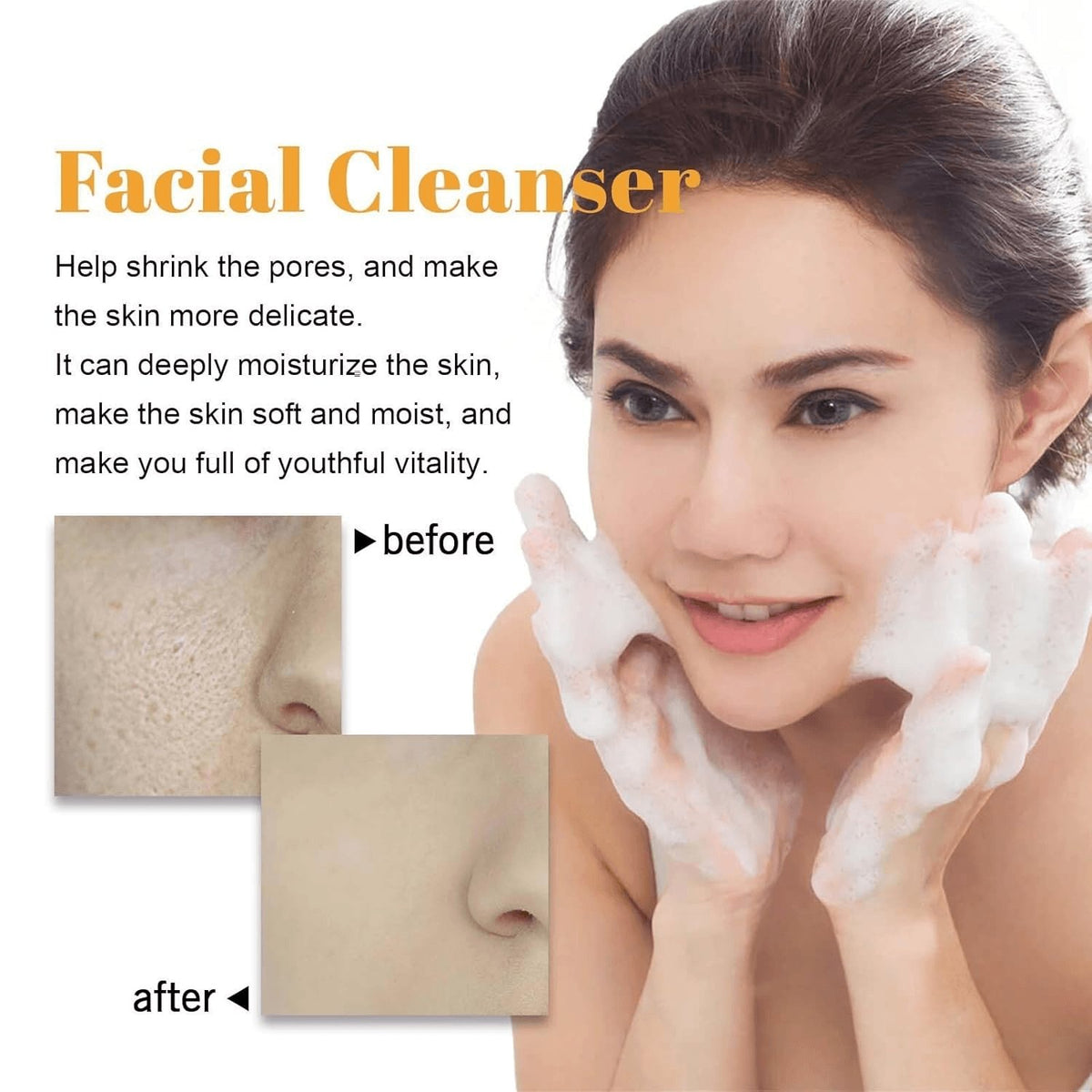 Glow Wash Turmeric Face Wash with Brush,Deep Cleansing Exfoliating Foaming Facial Cleanser.