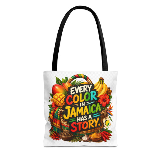 Jamaica Story Tote Bag — "Every Color in Jamaica Has a Story" All-Over Print