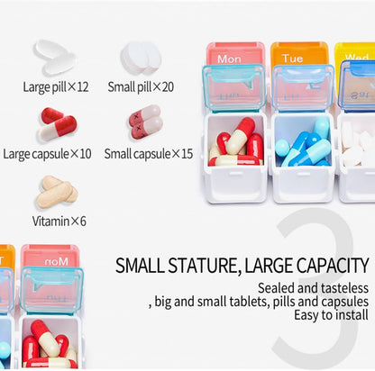 Smart Pill Box,7 Day Pill Organizer,4 Alarm Clocks,Am/Pm Automatic Alarm Reminder,Hold Vitamins Fish Oil,Supplements,Travel Pill or Pillganizer,Suitable for the Elderly, Children, Office Workers