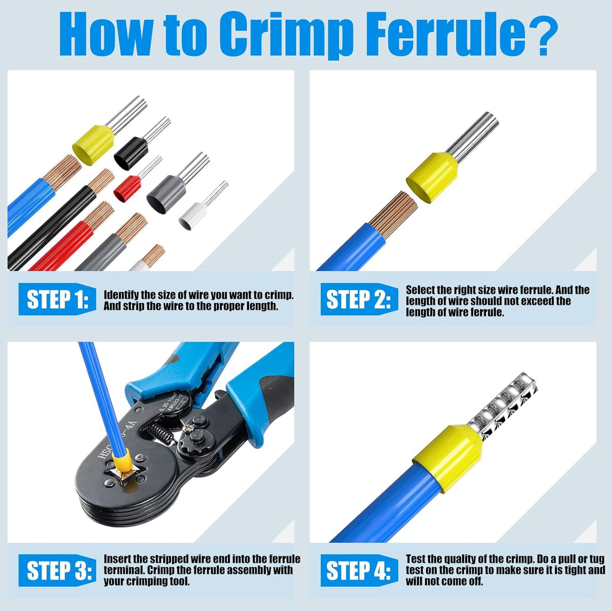 1250PCS Wire Ferrules Crimping Tool Kit for AWG 23-7(0.25-10Mm²)
