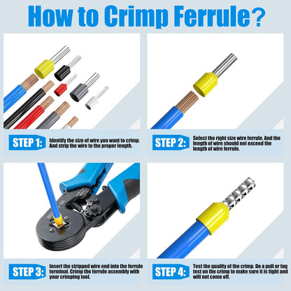 1250PCS Wire Ferrules Crimping Tool Kit for AWG 23-7(0.25-10Mm²)