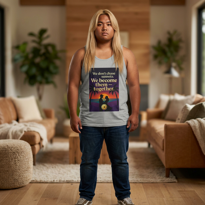 Sunset Couple Tank Top — "We don't chase sunsets. We become them — together." Beach Vacation Romantic Tank