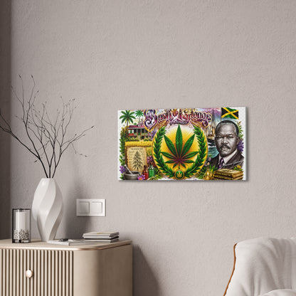 Reggae Herb of Life Canvas Print — Jamaican Rastafarian Cannabis Artwork, 'Bush & Curvns' Decorative Wall Art