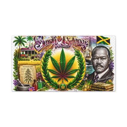 Reggae Herb of Life Canvas Print — Jamaican Rastafarian Cannabis Artwork, 'Bush & Curvns' Decorative Wall Art