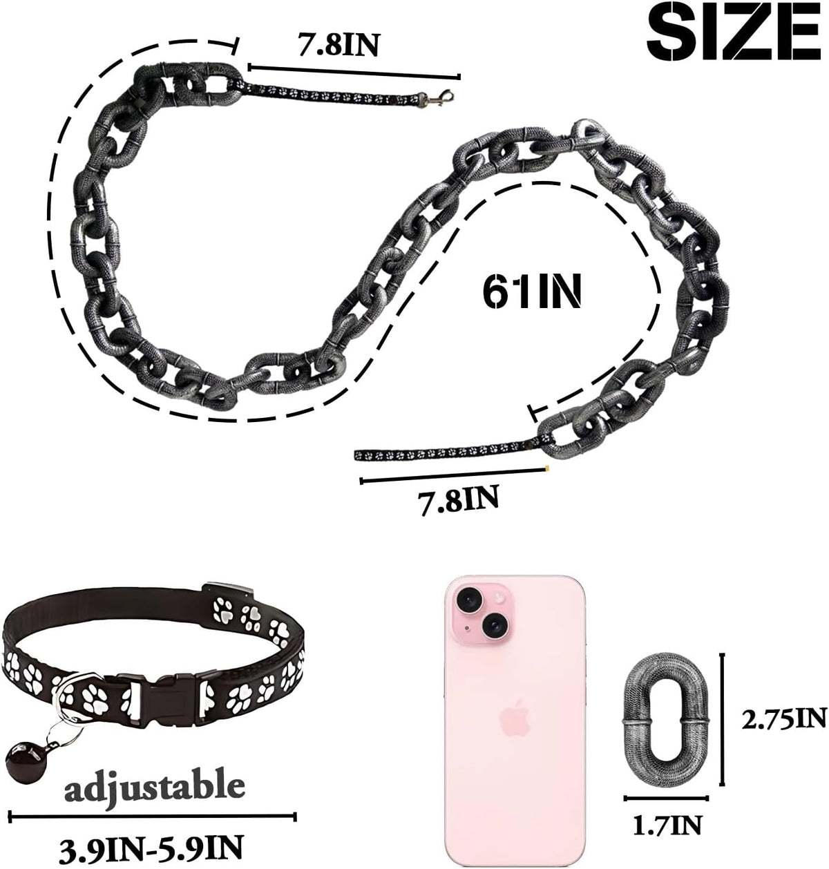 6 Ft Funny Dog Leash, Giant Plastic Fake Chain Leash for Small Dogs