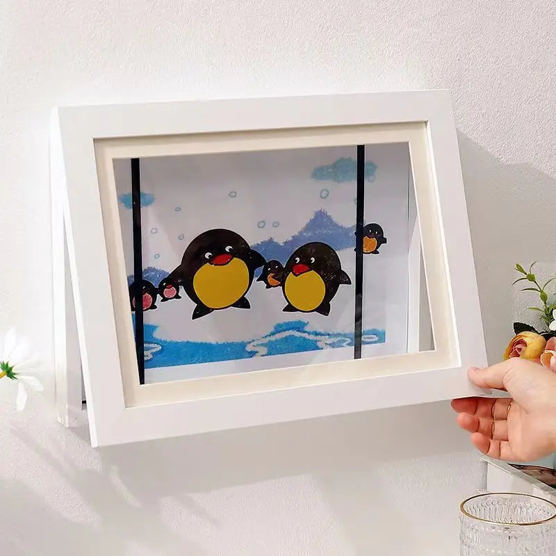 Magnetic Wooden Flip Art Photo Frame, A4 Photo Frame, DIY Photo Frame, Children'S Storage Display Frame, Home Decoration