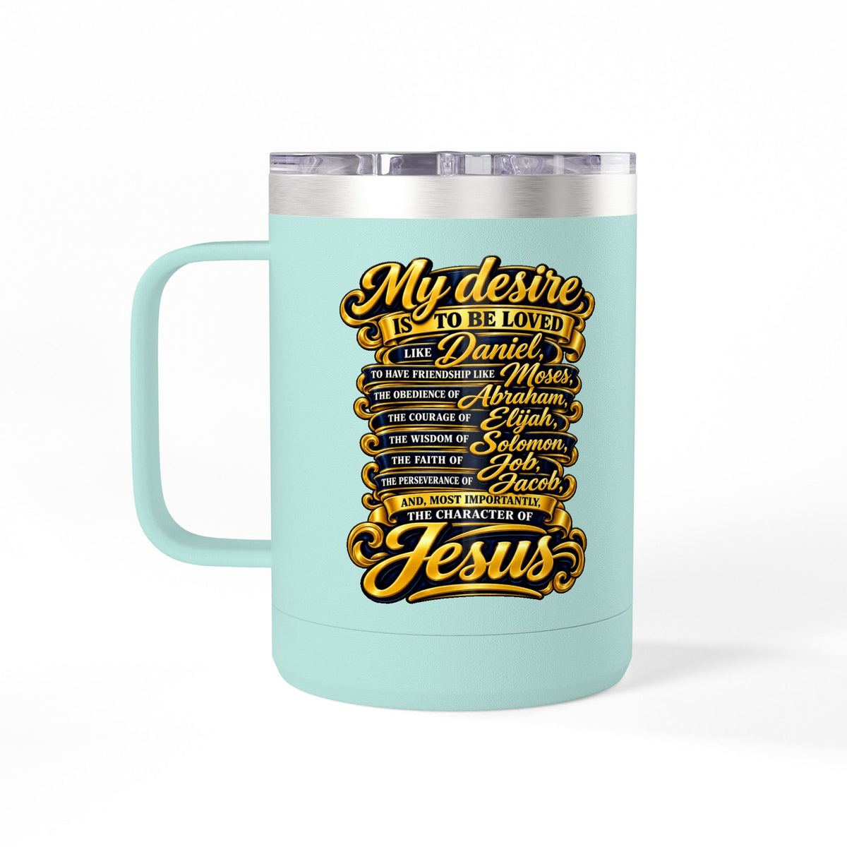 Waiting Is Not Losing mug | Inspirational hourglass design, gold wings, 15oz tumbler