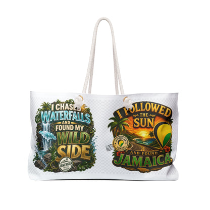 Weekender Bag - Tropical Adventure Tote: "I Chased Waterfalls" & "I Followed the Sun and Found Jamaica" Travel Bag