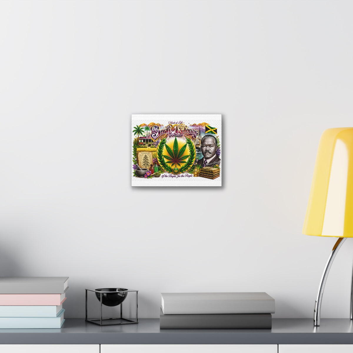 Reggae Herb of Life Canvas Print — Jamaican Rastafarian Cannabis Artwork, 'Bush & Curvns' Decorative Wall Art