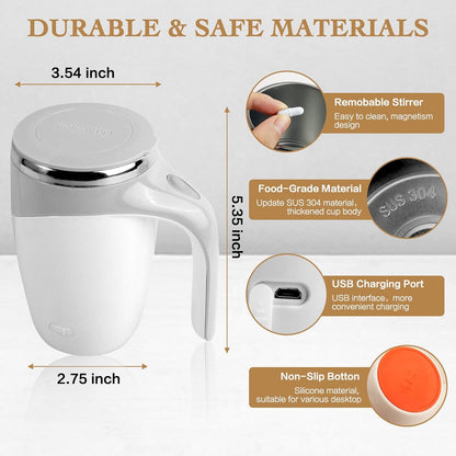 Self Stirring Mug,Rechargeable Automatic Magnetic Self Stirring Coffee Mug,Rotating Home Office Travel Mixing Cup,To Stir Coffee, Chocolate, Milk, Protein,Cocoa Etc, Great for Office, School, Gym…