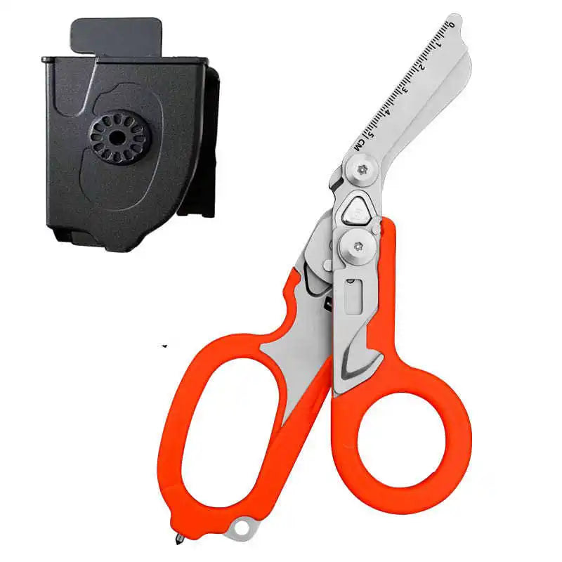 6In1 Multifunctional Trauma Shears Emergency Response Scissors with Seatbelt Cutter Glass Breaker for Outdoor Rescue First Aid