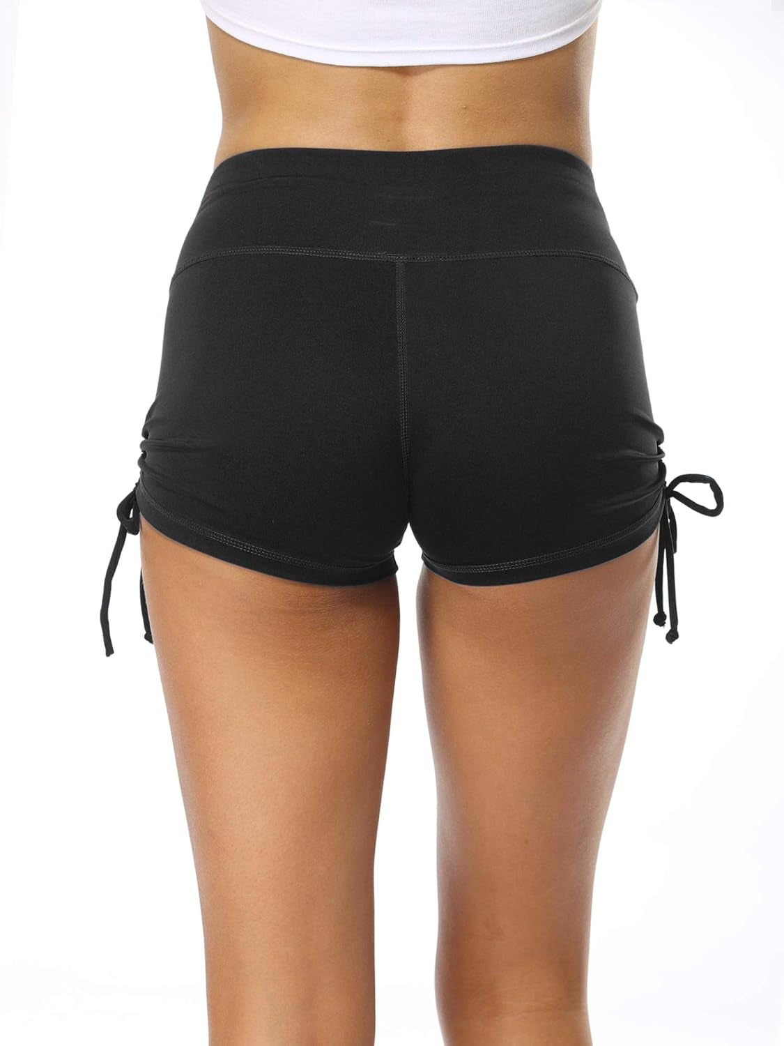 Women's High Waisted Athletic Booty Shorts - 3 Pack in Black, Blue, and Wine Red, Size Medium