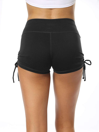 Women's High Waisted Athletic Booty Shorts - 3 Pack in Black, Blue, and Wine Red, Size Medium