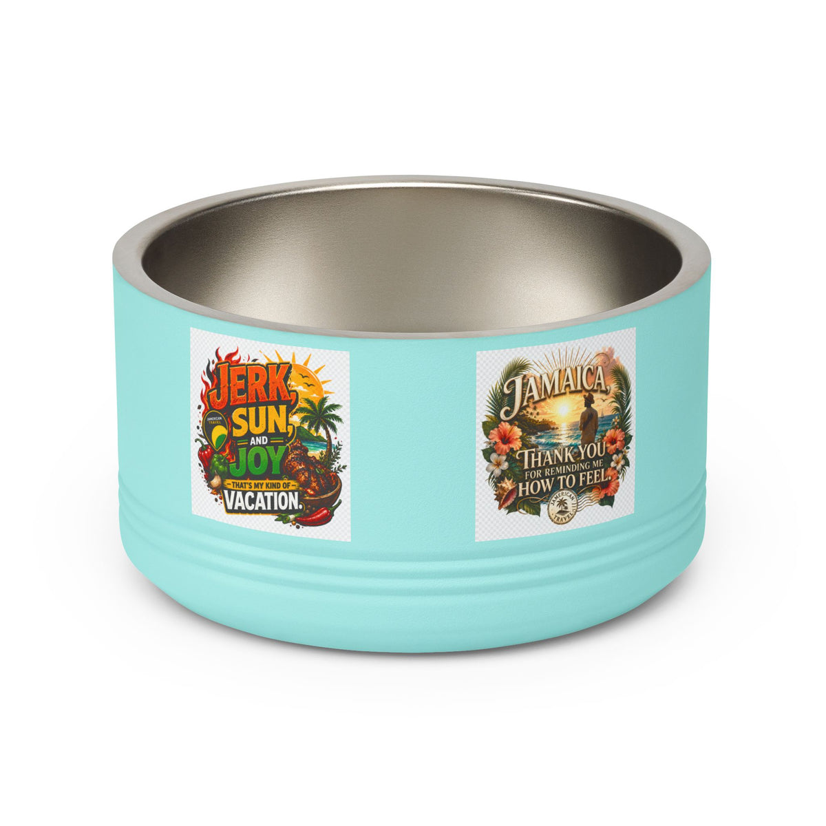 18oz Stainless Pet Bowl — Tropical Jamaica 'Jerk Sun & Joy' Vacation Design
