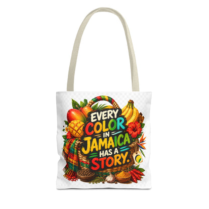Jamaica Story Tote Bag — "Every Color in Jamaica Has a Story" All-Over Print