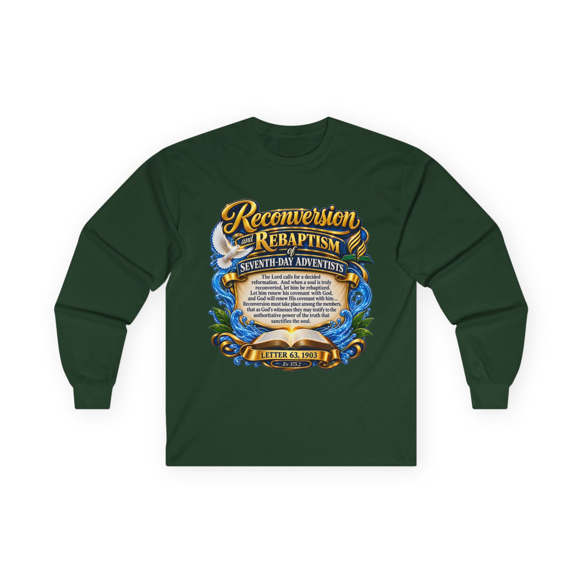 Reconversion Rebaptism Scripture Design Long Sleeve Tee | Christian Faith Shirt