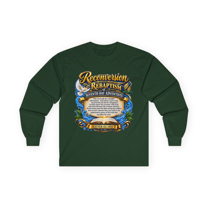 Reconversion Rebaptism Scripture Design Long Sleeve Tee | Christian Faith Shirt