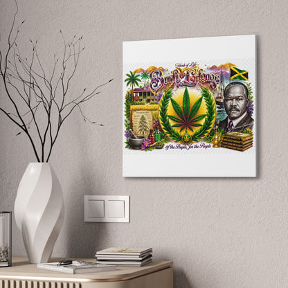 Reggae Herb of Life Canvas Print — Jamaican Rastafarian Cannabis Artwork, 'Bush & Curvns' Decorative Wall Art