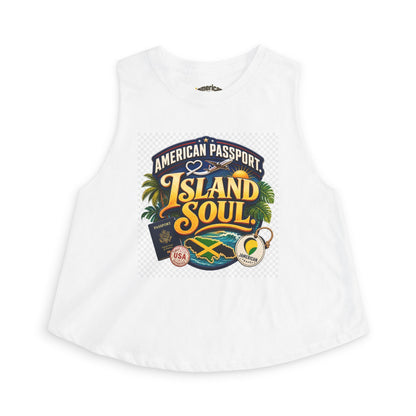 Island Soul Crop Top — American Passport Tropical Travel Graphic