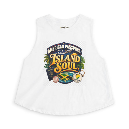 Island Soul Crop Top — American Passport Tropical Travel Graphic