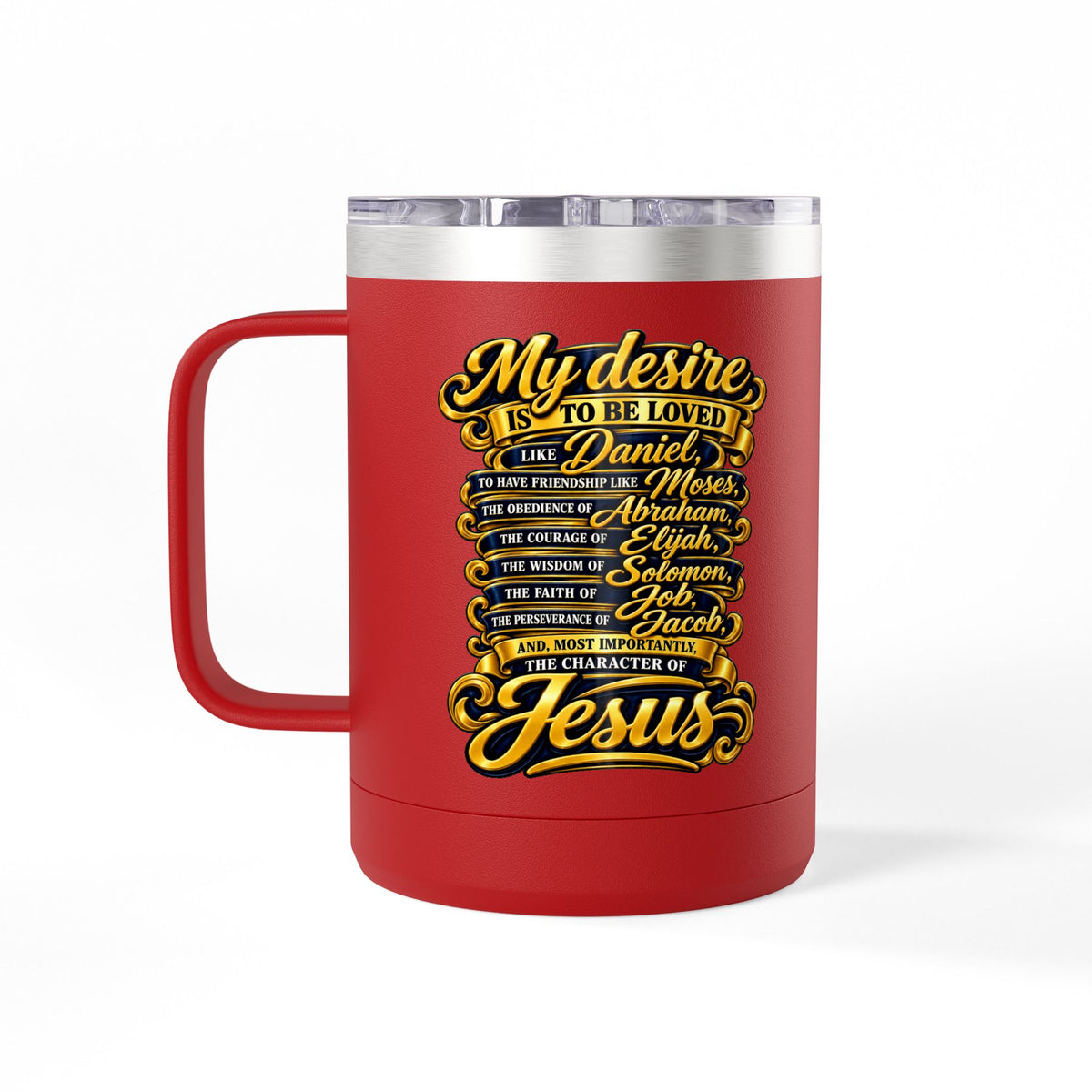 Waiting Is Not Losing mug | Inspirational hourglass design, gold wings, 15oz tumbler
