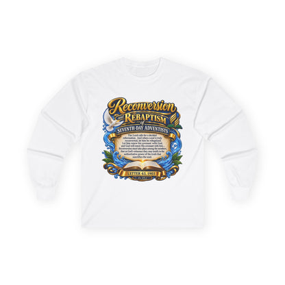 Reconversion Rebaptism Scripture Design Long Sleeve Tee | Christian Faith Shirt