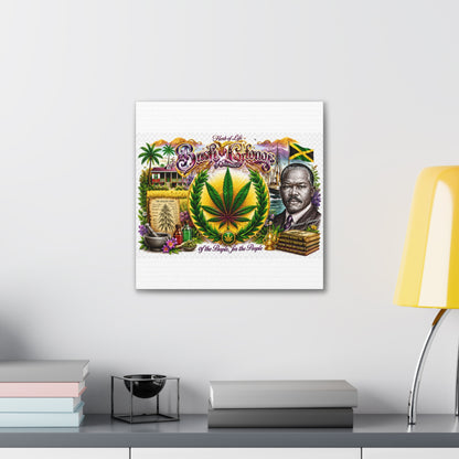 Reggae Herb of Life Canvas Print — Jamaican Rastafarian Cannabis Artwork, 'Bush & Curvns' Decorative Wall Art