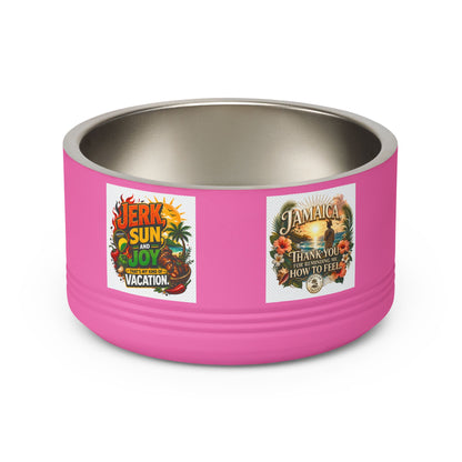 18oz Stainless Pet Bowl — Tropical Jamaica 'Jerk Sun & Joy' Vacation Design