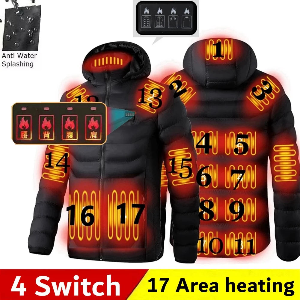 Men Heated down Jacket USB Winter Men'S Parka Outdoor Electric Padded Jacket Warm Sprots Thermal Coat Clothing Heated Jacket