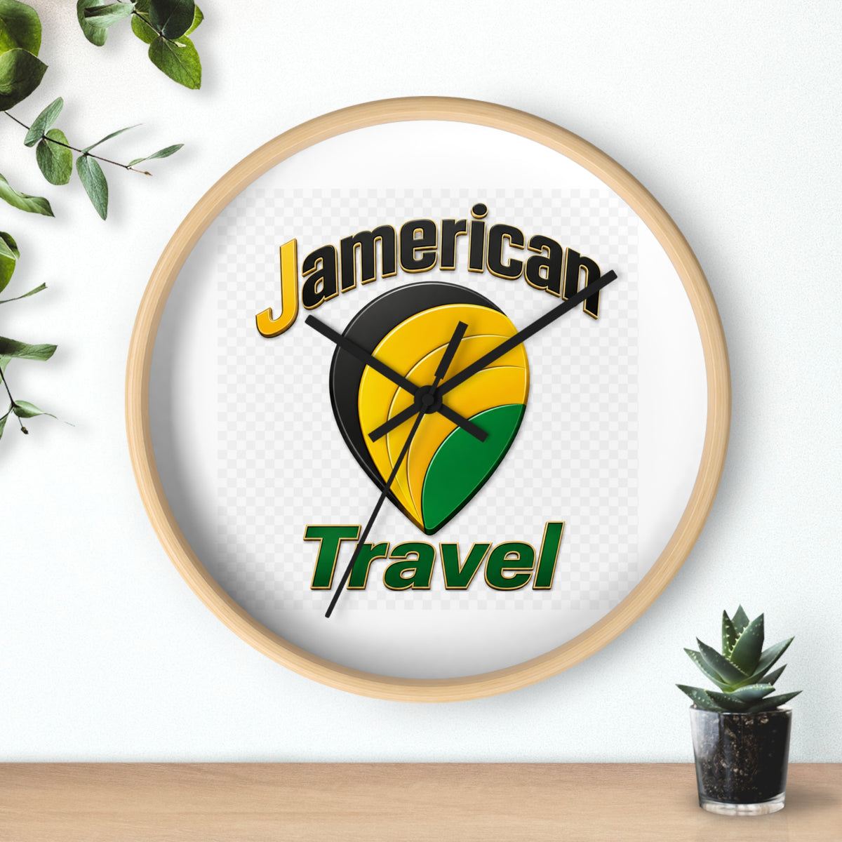 Jamerican Travel Wall Clock — Tropical Jamaica-Inspired Home Decor